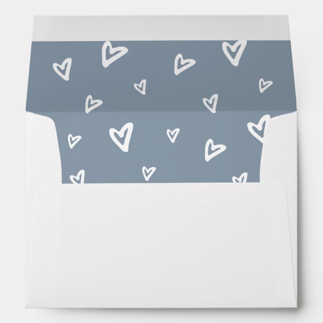 Modern Elegant Script Dusty Blue Baby Shower Envelope (Back (Bottom))