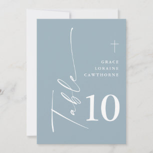 Modern Elegant Script Dusty Blue Table Numbers