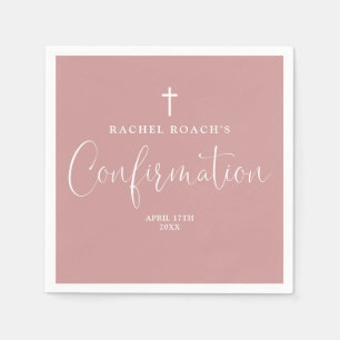 Modern Elegant Script Dusty Rose Pink Confirmation Napkin