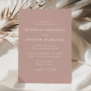 Modern Elegant Script Dusty Rose Wedding Invitation