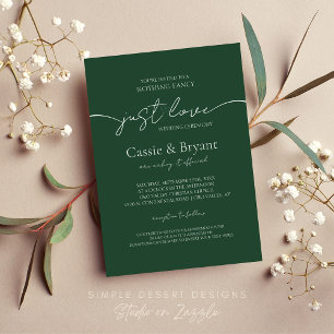 Modern Elegant Script Emerald Green Wedding Invitation