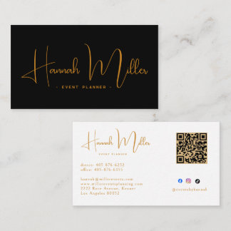Modern Elegant Script Event QR Code Business Card