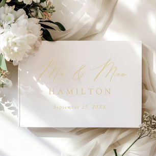 Modern Elegant Script Foil Photo Wedding Guest Book