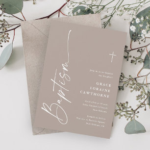 Modern Elegant Script Gender Neutral Boho Baptism Invitation