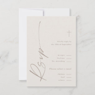 Modern Elegant Script Gender Neutral Boho Baptism RSVP Card