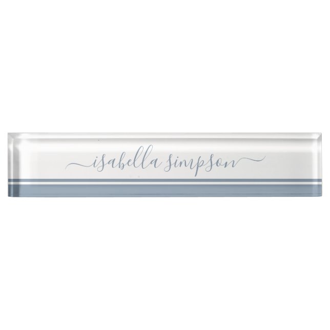 Modern Elegant Script Girly Professional Grey Nameplate (Front)