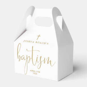 Modern Elegant Script Gold Baptism Favour Box