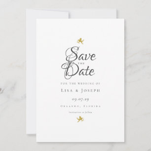 Modern Elegant Script Gold Cupids Save The Date