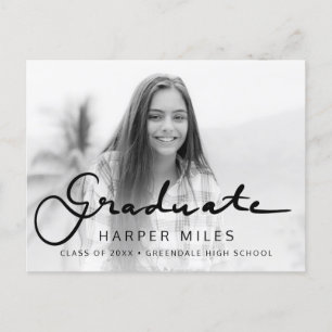 Modern elegant script gradient graduation photo po postcard