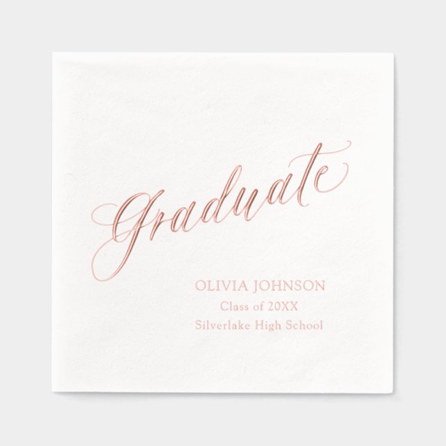 Modern Elegant Script Graduate Simple Graduation  Foil Napkins (Front)