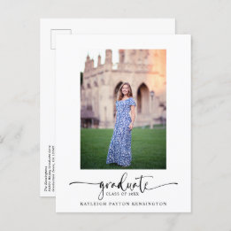 Modern Elegant Script Graduation Announcement Postcard