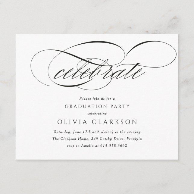 Modern Elegant Script Graduation Party Enclosure Card (Front)