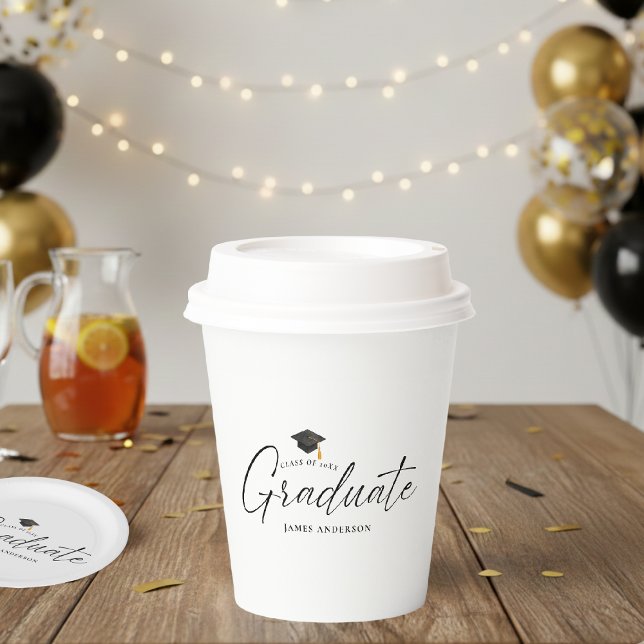 Modern Elegant Script Graduation Party Paper Cups (Creator Uploaded)