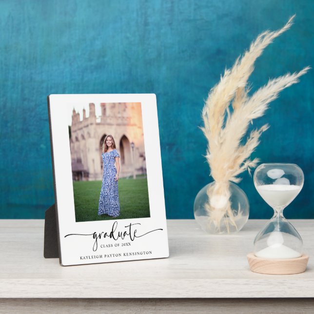 Modern Elegant Script Graduation Photo  Plaque (Side)