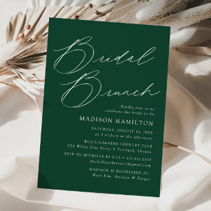 Modern Elegant Script Green Bridal Shower Brunch Invitation