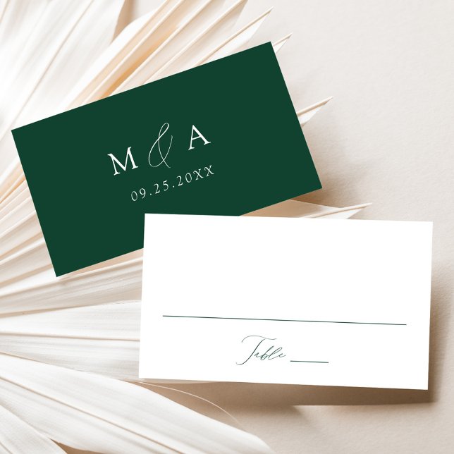 Modern Elegant Script Green Wedding Place Card (Creator Uploaded)