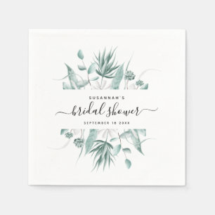 Modern Elegant Script Greenery Bridal Shower Napkin