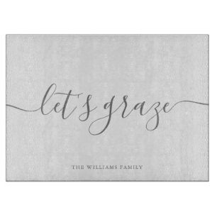 Modern Elegant Script Grey Family Grazing Board