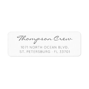 Modern Elegant Script Grey Return Address