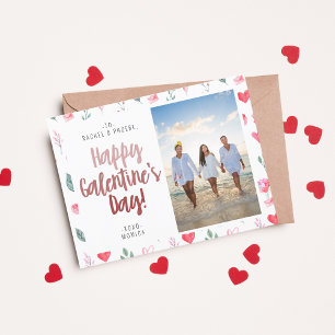 Modern Elegant Script Happy Galentine's Day Photo  Postcard
