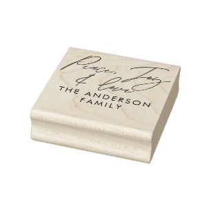 Modern elegant script holiday personalised rubber stamp