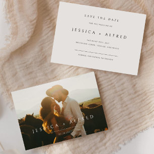 Modern Elegant Script Horizontal Wedding Photo Save The Date