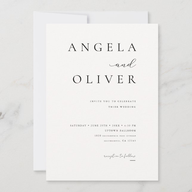Modern Elegant Script Ivory Minimalist Wedding Invitation (Front)