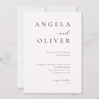 Modern Elegant Script Ivory Minimalist Wedding Invitation
