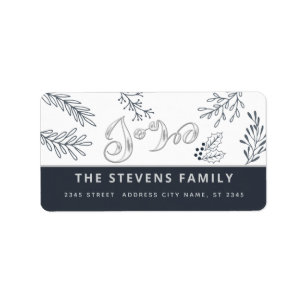 Modern elegant script joy winter botanical classic label