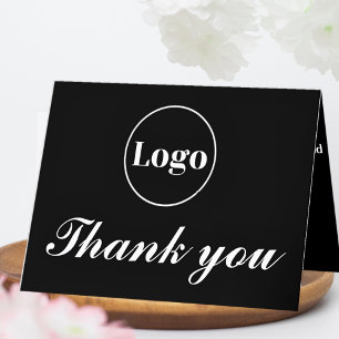 Modern Elegant script logo Black small business Thank You Card