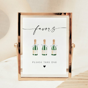 Modern Elegant Script Mini Champagne Bottles Poster