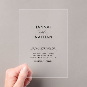 Modern Elegant Script Minimalist Wedding Clear Acrylic Invitations