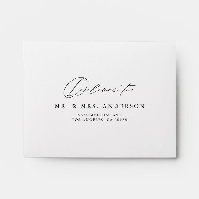 Modern Elegant Script Minimalist Wedding RSVP Envelope (Front)