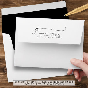 Modern Elegant Script Monogram Initials Your Colou Envelope