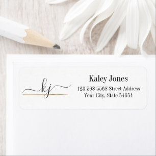 Modern Elegant Script Monogram Return Address