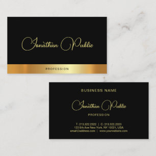 Modern Elegant Script Name Black Gold Template Business Card
