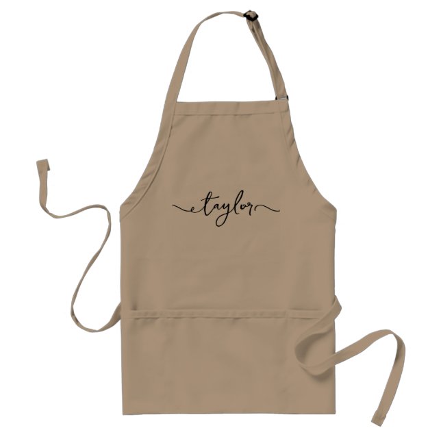 Modern elegant script name custom standard apron (Front)