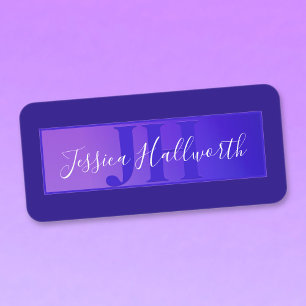 Modern Elegant Script Name & Monogram Ombre Purple