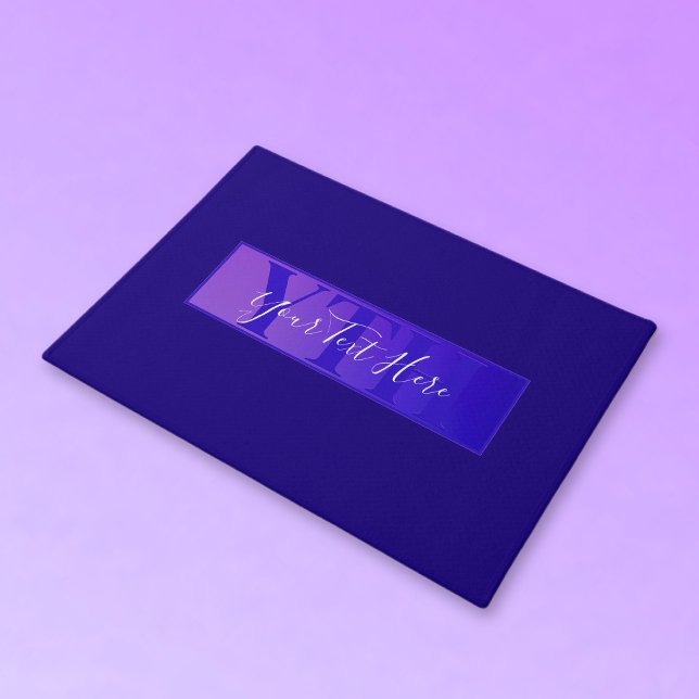 Modern Elegant Script Name & Monogram Ombre Purple Doormat (Creator Uploaded)