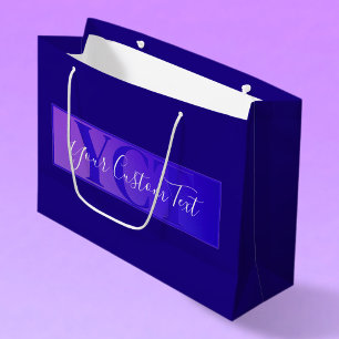 Modern Elegant Script Name & Monogram Ombre Purple Large Gift Bag