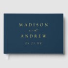 Modern Elegant Script Navy Photo Wedding