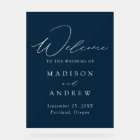 Modern Elegant Script Navy Wedding Welcome