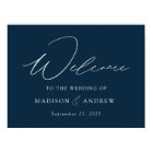 Modern Elegant Script Navy Wedding Welcome