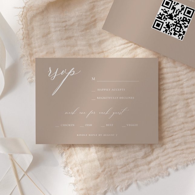 Modern Elegant Script Olive Wedding RSVP Invitation (Creator Uploaded)