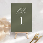 Modern Elegant Script Olive Wedding Table Number<br><div class="desc">This beautiful invitation is part of a whole collection! Mix and match colours and wow your guests with these beautiful,  classic designs.</div>