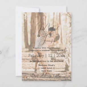 Modern Elegant Script Overlay Wedding Photo Invitation