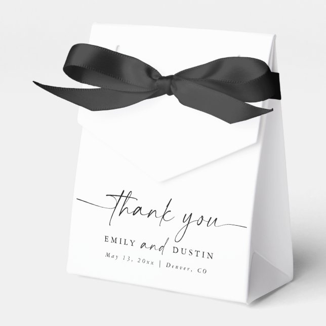 Modern Elegant Script Personalised Wedding Favour Box (Front Side)