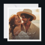 Modern Elegant Script Photo Budget Square Wedding Invitation<br><div class="desc">Introducing the Modern Elegant Script Photo Budget Square Wedding Invitation,  perfect for your desert rustic wedding.</div>