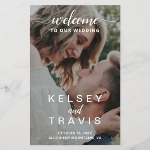 Modern Elegant Script Photo Budget Wedding Program Flyer