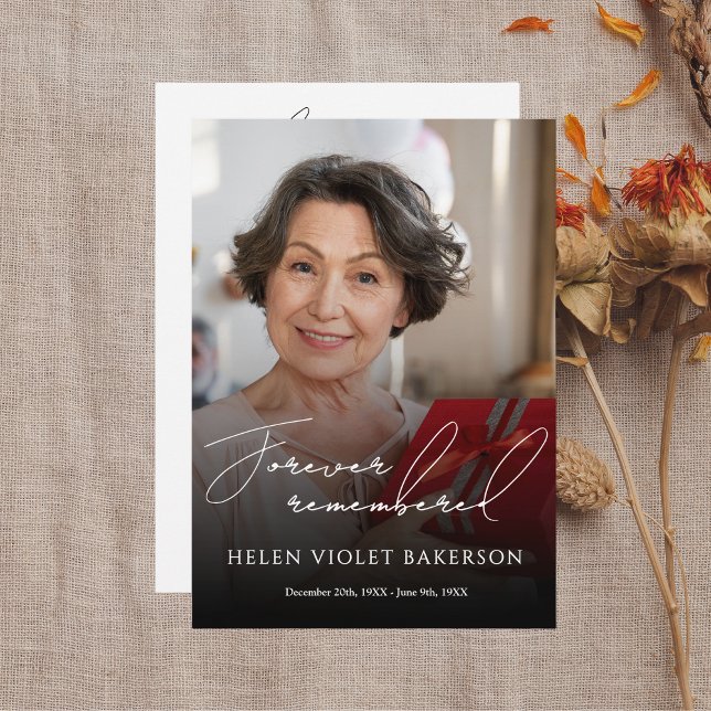 Modern Elegant Script Photo Funeral Flat Programme (Creator Uploaded)